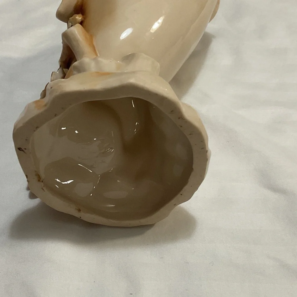Elegant Cream Ceramic Vase with Floral Design